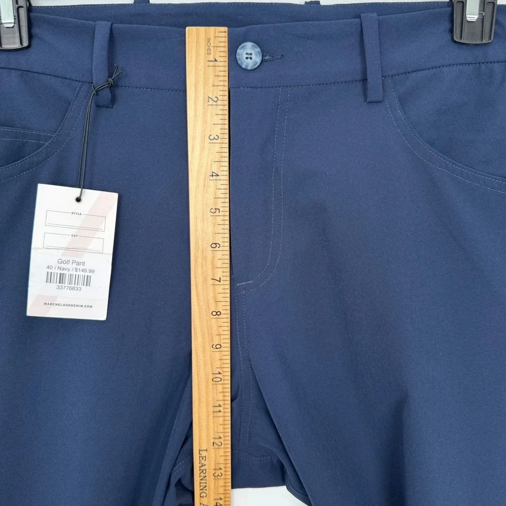 Marc Nelson Denim Golf Pants Navy Size 40 Straight Leg Flat Front Mens‎